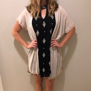 Black embroidered sleeveless dress